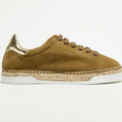 Sneakers en Velours de Cuir Lancry kaki