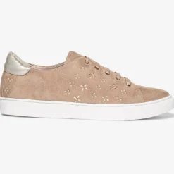 Sneakers en Velours de Cuir à motifs Lauraine nude