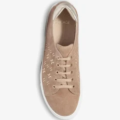 Sneakers en Velours de Cuir à motifs Lauraine nude