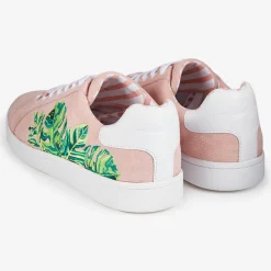 Sneakers en Velours de Cuir Faleaf roses