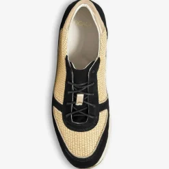 Sneakers en Velours de Cuir biamtières Lyman noir/paille