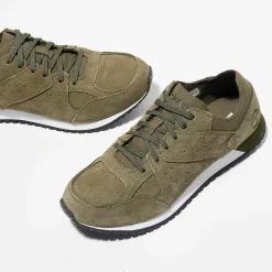 Sneakers en Velours de Cuir Lufkin Jogger kaki