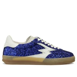Sneakers en Velours de Cuir Deluxe bleu glitter