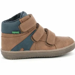 Sneakers fourrées en Velours de Cuir Lohan camel/bleu