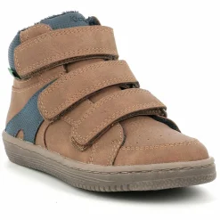 Sneakers fourrées en Velours de Cuir Lohan camel/bleu