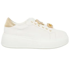 Sneakers Liz blanc/doré - Plateforme 5 cm