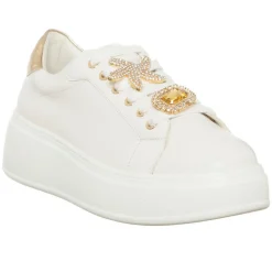 Sneakers Liz blanc/doré - Plateforme 5 cm