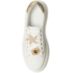 Sneakers Liz blanc/doré - Plateforme 5 cm