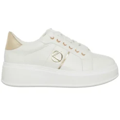 Sneakers Lona écru/doré - Plateforme 5 cm