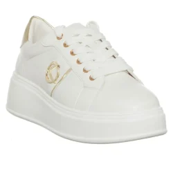 Sneakers Lona écru/doré - Plateforme 5 cm