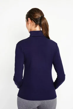 Sous-pull en Soie mélangée bleu nuit