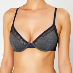 Soutien-gorge avec armatures Sporty gris/bleu marine