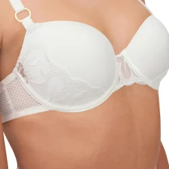 Soutien-gorge Coque Corbeille Memory Fleurs ivoire/doré