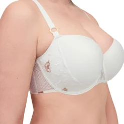 Soutien-gorge Coque Corbeille Memory Fleurs ivoire/doré