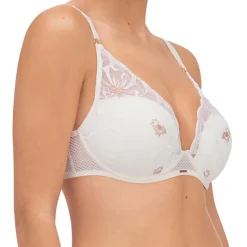 Soutien-gorge Coque Plongeant Fleurs ivoire/doré