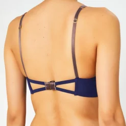 Soutien-gorge sans armatures en Soie mélangée Skin 02 bleu marine