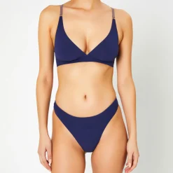 Soutien-gorge sans armatures en Soie mélangée Skin 02 bleu marine