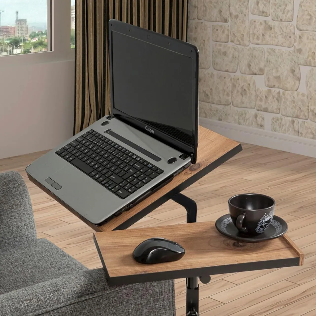 Support ordinateur portable Glen Atlantic bois/noir - 67x87x45.5 cm