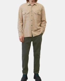 Surchemise 100% Coton Bio Relaxed Fit à carreaux vert/orange