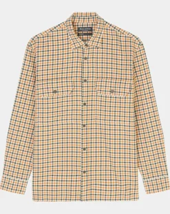 Surchemise 100% Coton Bio Relaxed Fit à carreaux vert/orange