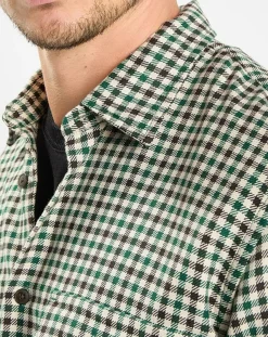 Surchemise 100% Coton Bio Relaxed Fit à carreaux vert/marron
