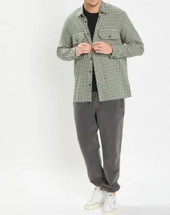 Surchemise 100% Coton Bio Relaxed Fit à carreaux vert/marron