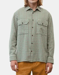 Surchemise 100% Coton Bio Relaxed Fit à carreaux vert/marron