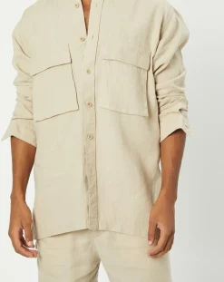 Surchemise 100% Lin manches longues Oversize West beige