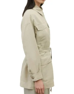 Surchemise Ceinturée en Lin mélangé beige clair