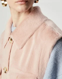 Surchemise en Fausse Fourrure Lily rose poudre