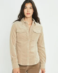 Surchemise en Velours côtelé Cloé amande