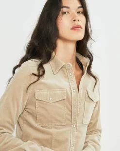 Surchemise en Velours côtelé Cloé amande