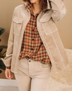 Surchemise en Velours côtelé Cloé amande