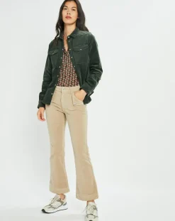 Surchemise en Velours côtelé Cloé verte