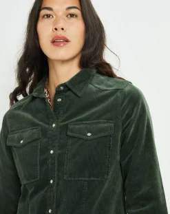 Surchemise en Velours côtelé Cloé verte