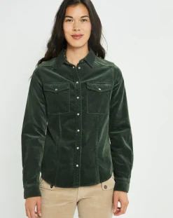 Surchemise en Velours côtelé Cloé verte