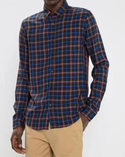 Surchemise légère à carreaux bleu marine