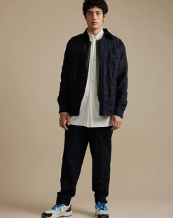 Surchemise regular en Laine mélangée Freeman marine/noir