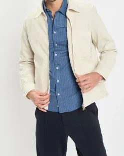 Surchemise zippée en Velours milleraies écrue