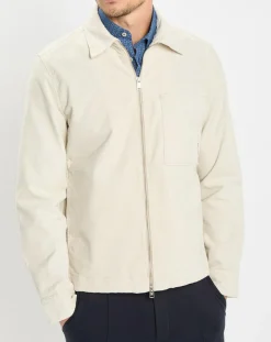 Surchemise zippée en Velours milleraies écrue