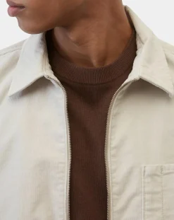 Surchemise zippée en Velours milleraies écrue