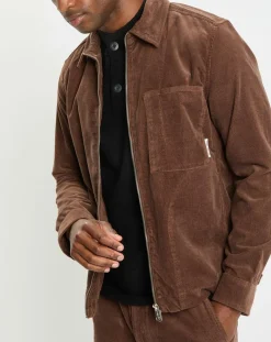 Surchemise zippée en Velours milleraies marron