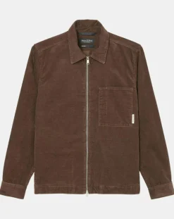 Surchemise zippée en Velours milleraies marron