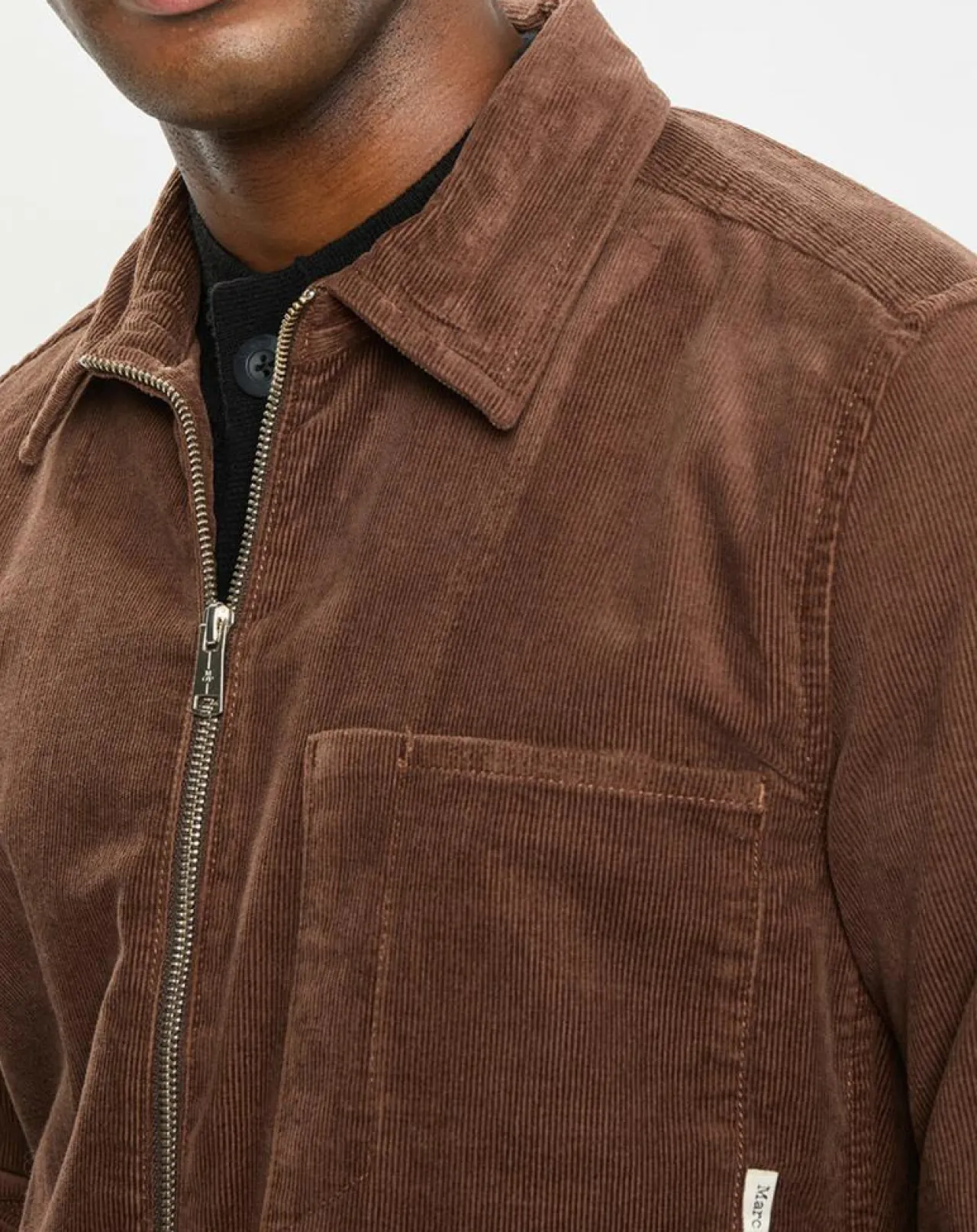 Surchemise zippée en Velours milleraies marron