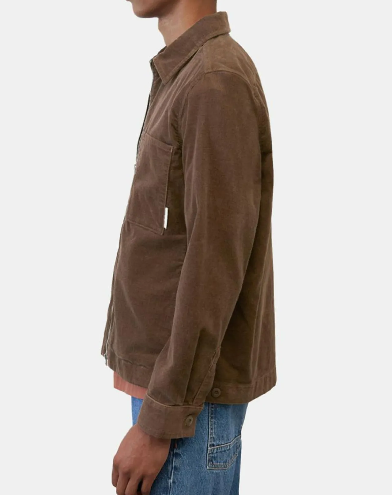 Surchemise zippée en Velours milleraies marron