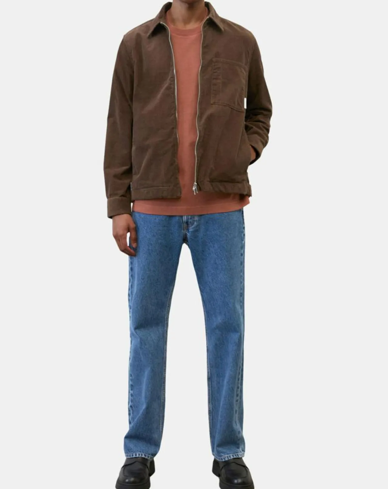 Surchemise zippée en Velours milleraies marron