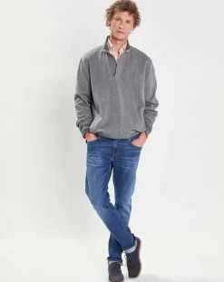 Sweat col camionneur Chevron gris