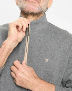 Sweat col montant 1/2 zip gris foncé