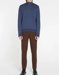 Sweat col montant Chevron bleu