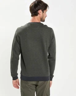 Sweat col rond Chevron vert